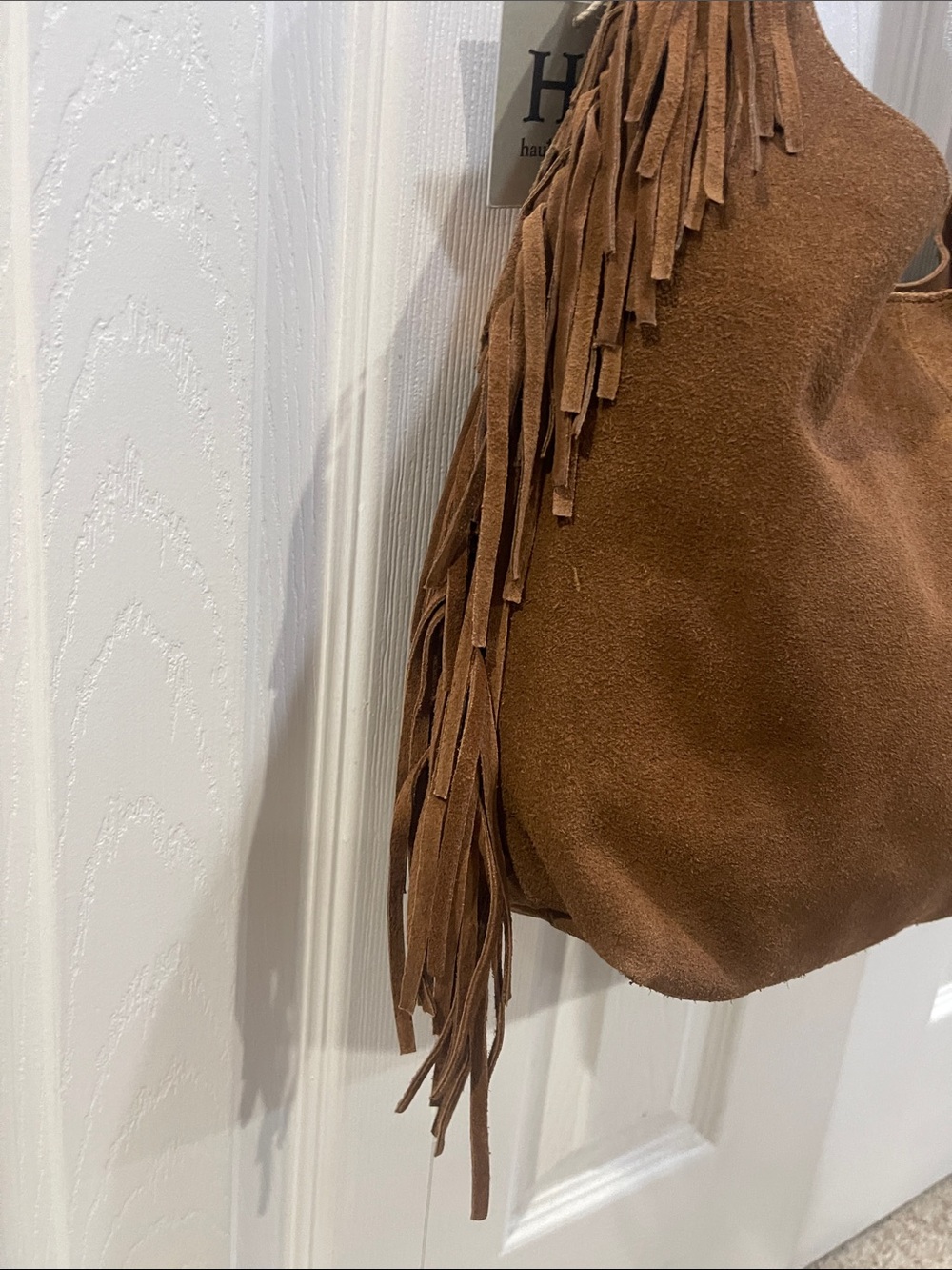 Haute Hippie Suede Fringe Hobo Bag in Brown new with tags - Picture 8 of 12